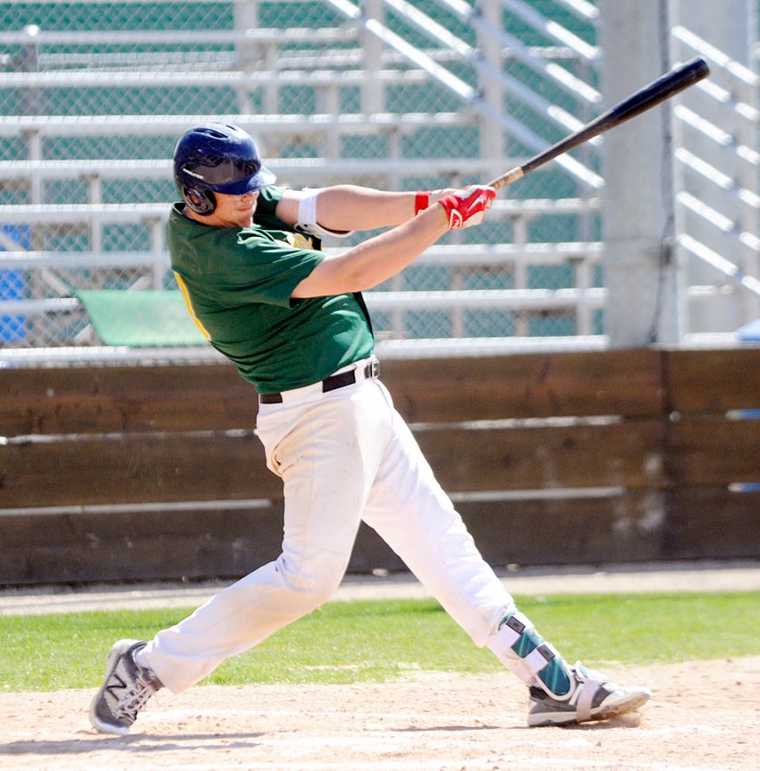 <who>Photo Credit: Lorne White/KelownaNow </who>Alex Wright hit a three-run homer and scored three times to lead the A's assault in the final game of the weekend.