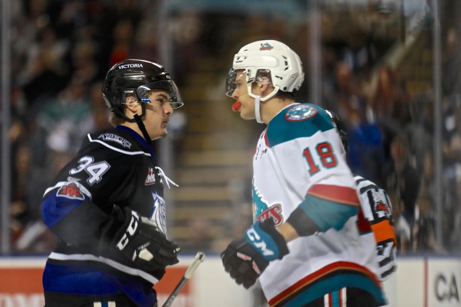<who>Photo credit: KelownaNow</who> A total of 52 minutes in penalties were handed out in the game. 