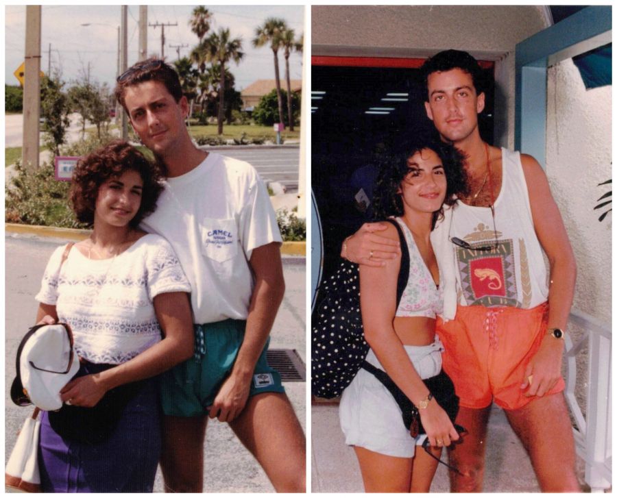 Left: Steven and Shauna on their first date. Right: Steven and Shauna boarding the Love Boat.