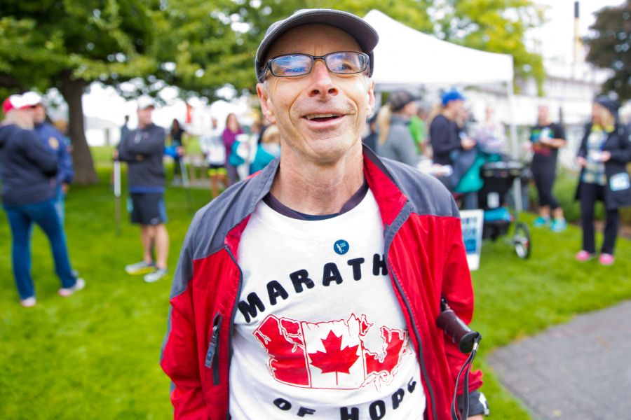 <who>Photo Credit: NowMedia</who> Terry Fox's good bud and Marathon of Hope driver Doug Alward showed up for the 2019 Run.