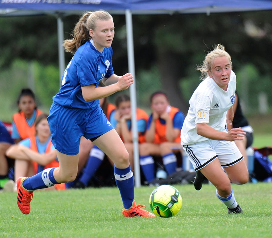 <who>Photo Credit: Lorne White/KelownaNow </who>Midfielder, Annika Gross, scored the winning goal for TOFC in their semifinal match against Coastal FC.
