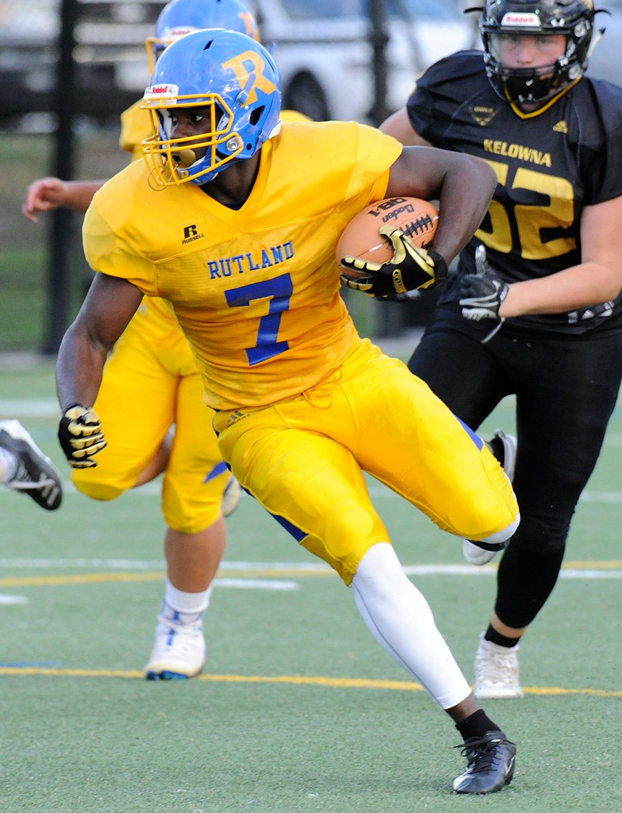 <who>Photo Credit: Lorne White/KelownaNow </who>Jhavoun Blake covered 83 yards on 15 carries against South Kam.