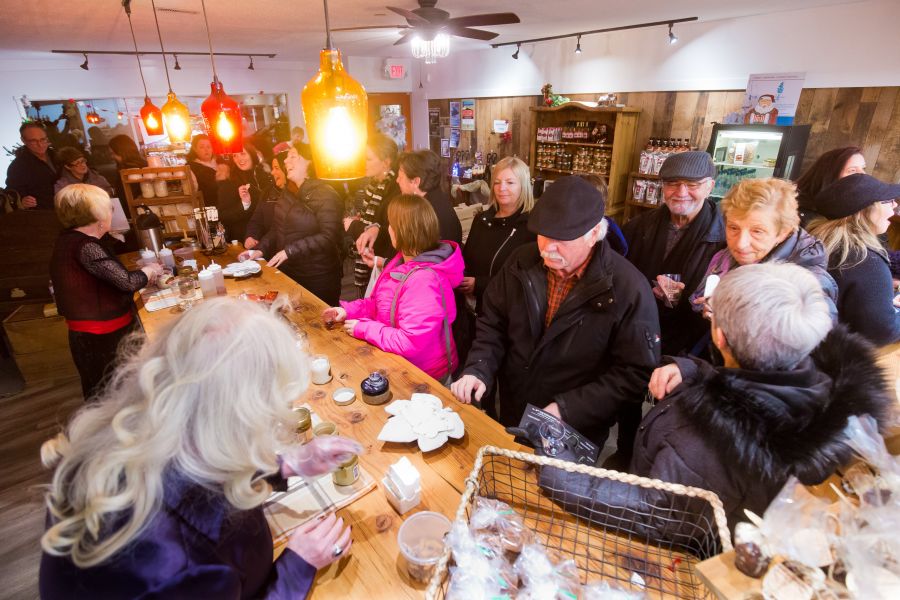 <who> Photo Credit: NowMedia</who> Maple Roch was buzzing during Summerland's pre-Christmas "Sip'n'Shop."