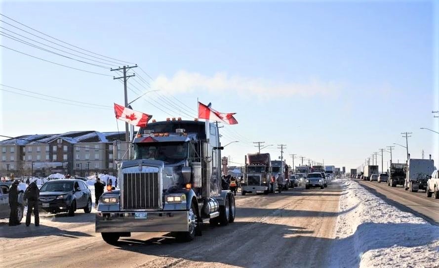 </who>This photo from The Canadian Press shows Freedom Convoy 2022 rolling across the country.
