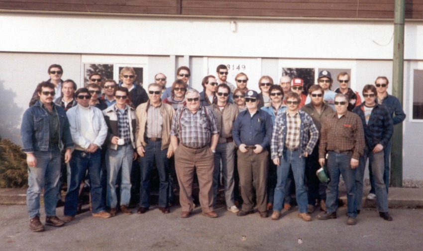 <who> Photo Credit: BC Gov </who> Coquihalla Phase 1 Drilling Section group shot, circa 1984
