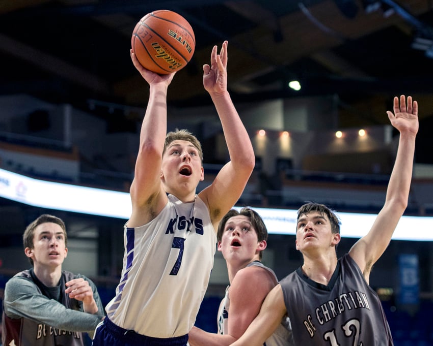 <who>Photo Credit: Wilson Wong/UBC Thunderbirds </who>Carter Martens of the Kelowna Christian Knights named to 1A tournament first all-star team.