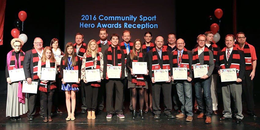 <who>Photo Credit: Harry Brust/Mark of Distinction </who>Okanagan athletes and volunteers were recognized for their outstanding contribution to sport at the annual Community Sports Hero Awards reception on Wednesday at the Rotary Centre For The Arts.