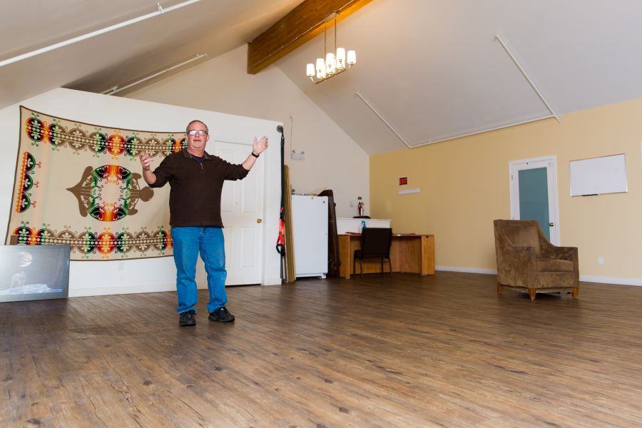 <who>Photo Credit: NowMedia</who> Brian Salter shows off the yoga room at Transition House