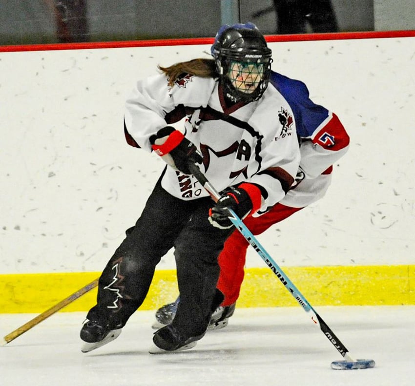 <who> Photo Credit:Lorne White/KelownaNow.com </who>Jessye Large is among 19 players from the Central Okanagan on the Zone 2 ringette team at the Games.