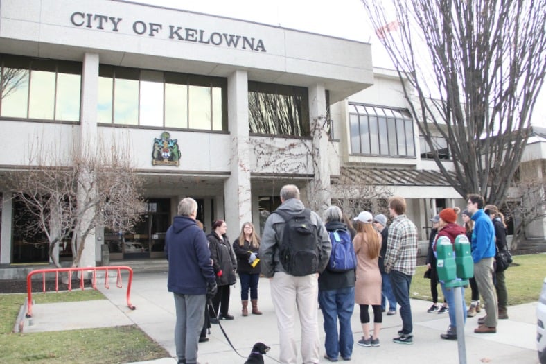 <who> Photo Credit: KelownaNow </who> March On, a coast-to-coast women's march took place in Kelowna on Saturday.