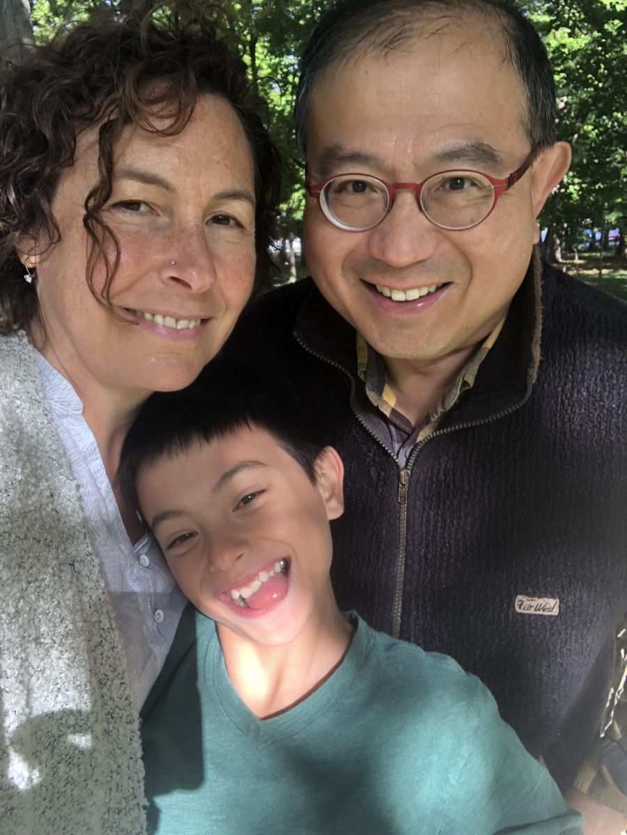 <who> Photo Contributed </who> Dr. Kong Khoo with his wife, Noelle, and their son, Oliver, the day he returned home from the hospital after his lung cancer surgery, October 2020.