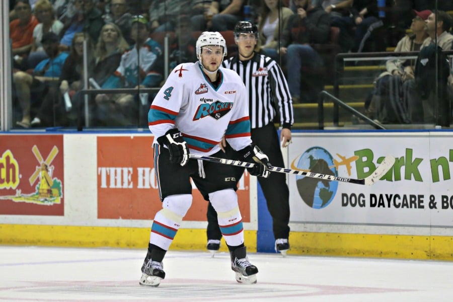 <who>Photo Credit: KelownaNow</who>One of the Rockets most stable defenceman in the series was rookie Gordie Ballhorn. The team will need that strong and stable play from Ballhorn to continue as they move on to round three.