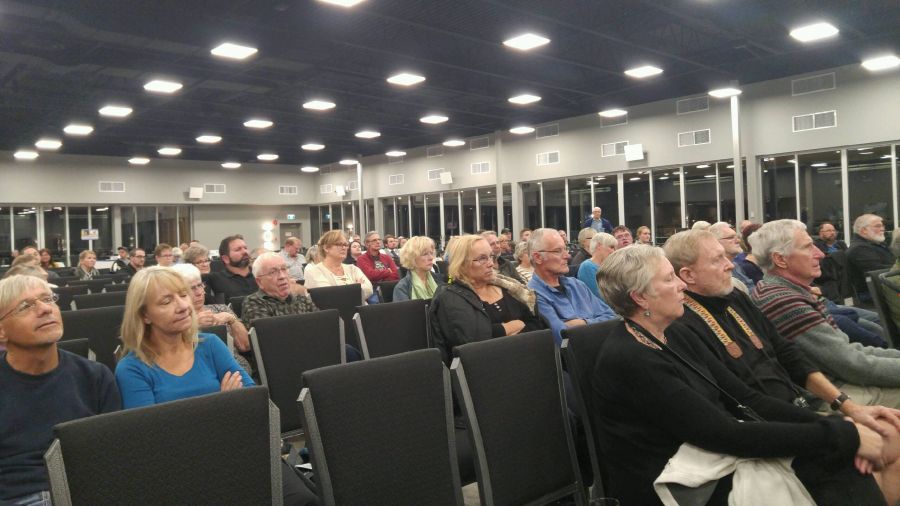 A crowd of about 150 showed up at Tuesday's forum featuring the three leading contenders to become mayor of Penticton in the Oct. 20 municipal election.