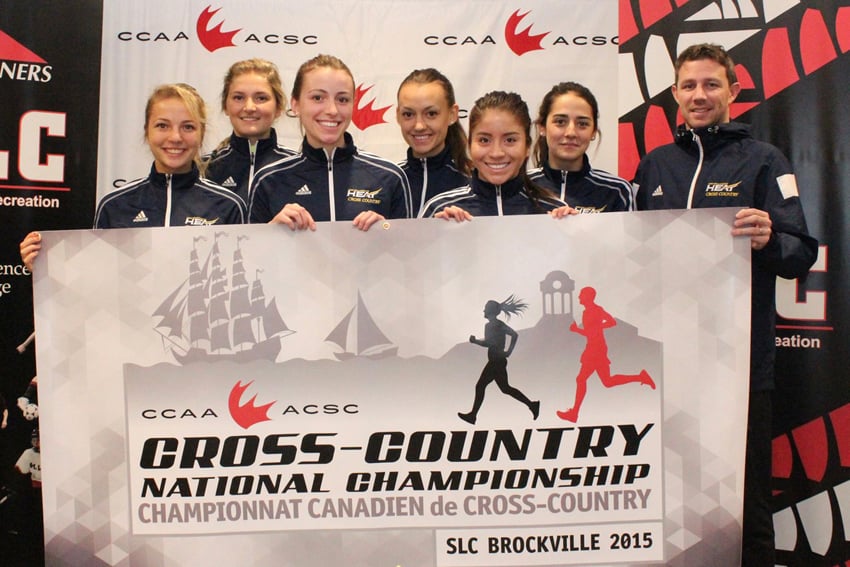 <who>Photo Credit: Contributed </who>The UBC Okanagan Heat women's team ran to a silver-medal finish at the Canadian Collegiate Athletic Association national cross country championships in Brockville, Ont. Members of the team are, from left: Rachel Garrett, Camille Galloway, Julianna Neudorf, Alison Gill, Anna Merino and Veronika Fagan. Coach: Colin Wallace.