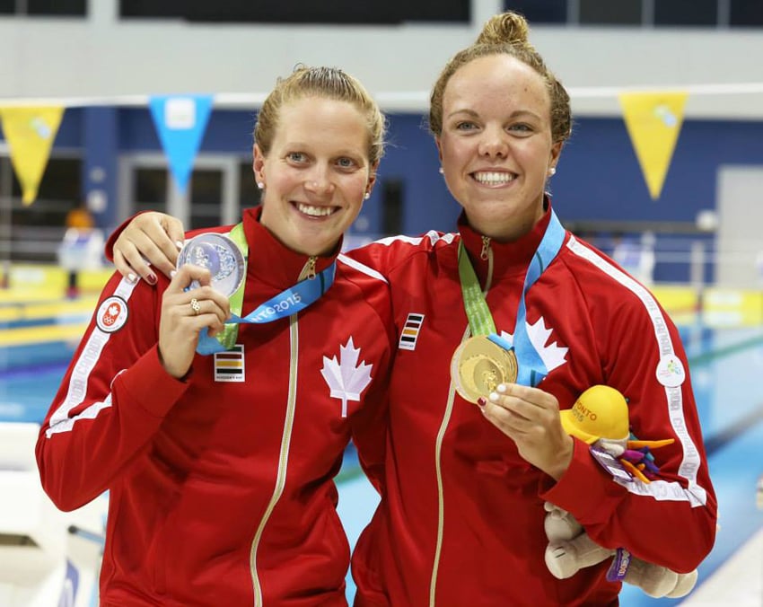 <who>Photo Credit: Swim Canada </who>Smith, the 2015 Pan-Am gold medalist, with runner-up Martha McCabe.
