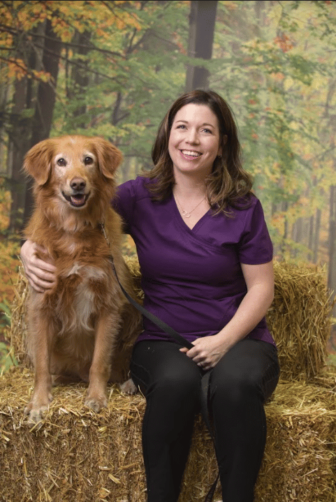 Dr. Julie Woodward and their Golden Retriever/Collie mix, Sophie