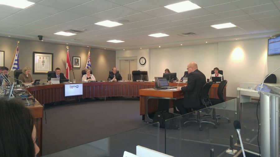 <who>Photo Credit: PentictonNow </who>RCMP Supt. Ted De Jager made his quarterly presentation to Penticton Council Tuesday. De Jager told Council that police enforcement and arresting people homeless people suffering from addiction issues won't solve the problem or reduce crime.