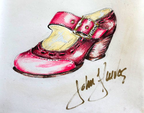 The designer's sketch of the shoe.
