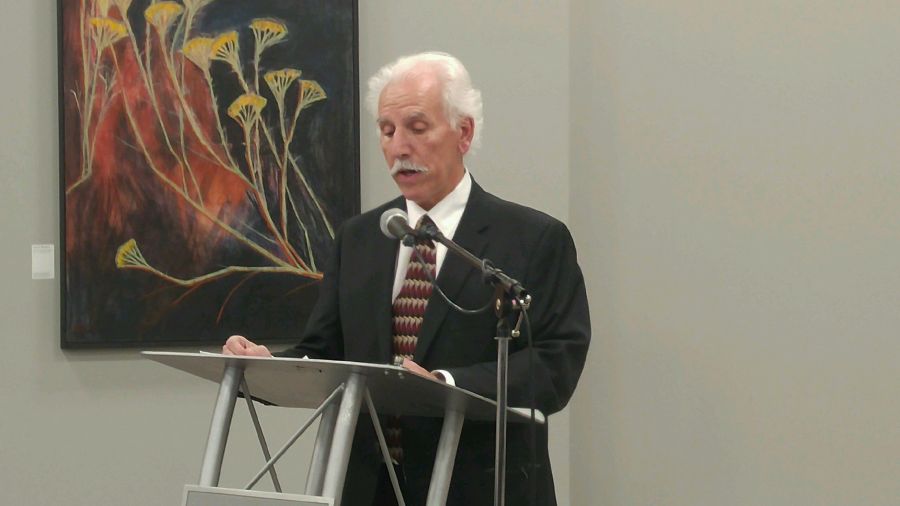 John Vassilaki, the former Penticton councillor, is shown at a mayoral debate against incumbent Andrew Jakubeit and Jason Cox earlier this week. Vassilaki promises hard work, honesty and integrity if elected mayor on Oct. 20.
