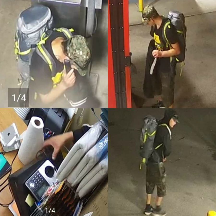 <who>Photo Credit: Contributed</who>A collection of screenshots from security footage of Tuesday morning's break-and-enter. Separate footage shows a woman and another man with the suspected thief.