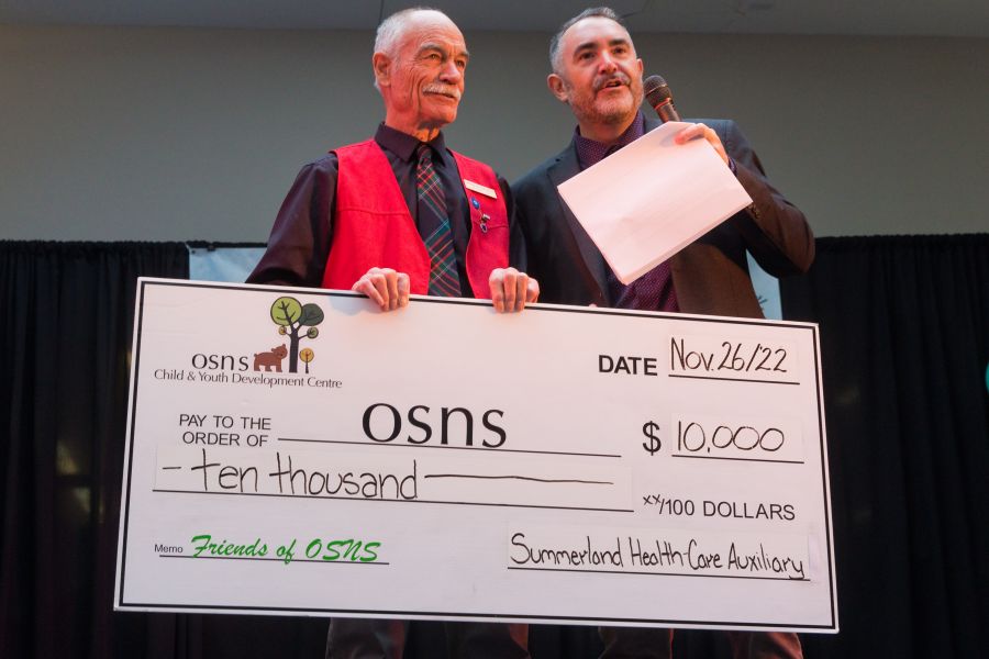 <who>Photo Credit: NowMedia/Gord Goble</who> Wess Campbell (left) doesn't mess around when he presents cheques