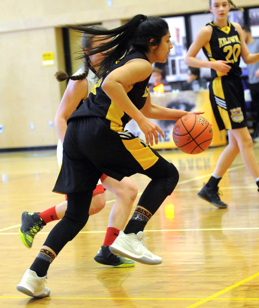 <who>Photo Credit: Lorne White/KelownaNow </who>Grade 11 Japleen Chahal scored 19 points in the KSS win over Abbotsford.
