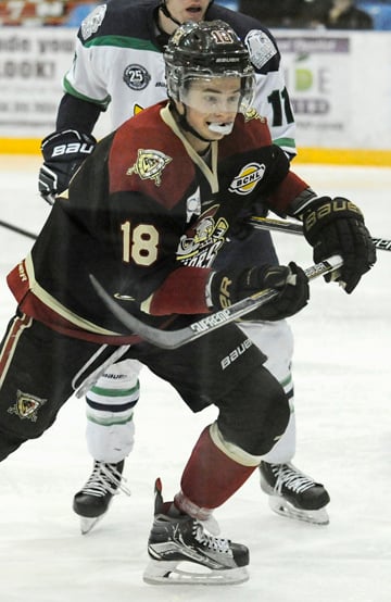 <who> Photo Credit: Lorne White/KelownaNow.com. </who>Kylar Hope has 53 points in 42 BCHL games this season.