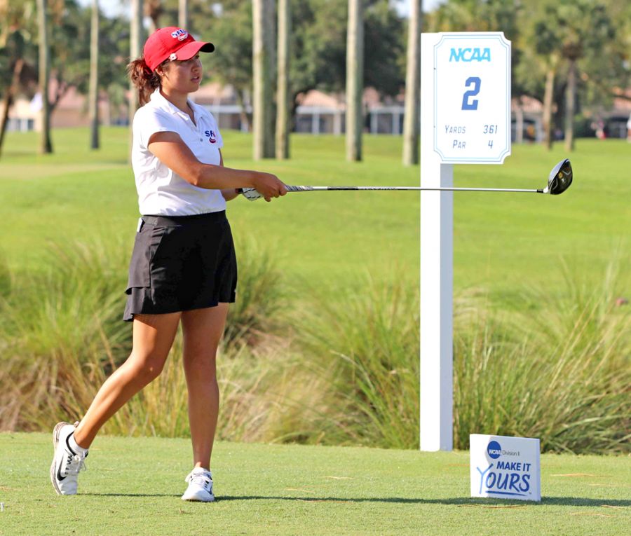 <who>Photo Credit: Contributed </who>Kylie Jack playing the Palm Beach Gardens, Fla. course at the NCAA championships.