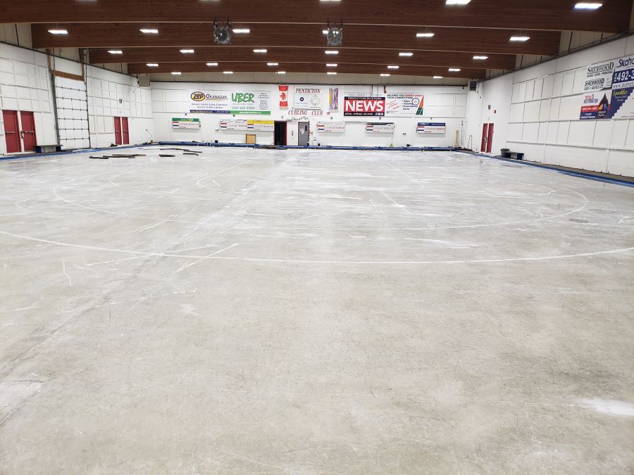 <who> Photo Credit: NowMedia </who> The Penticton Curling Club ice has been removed for the first time ever in January..