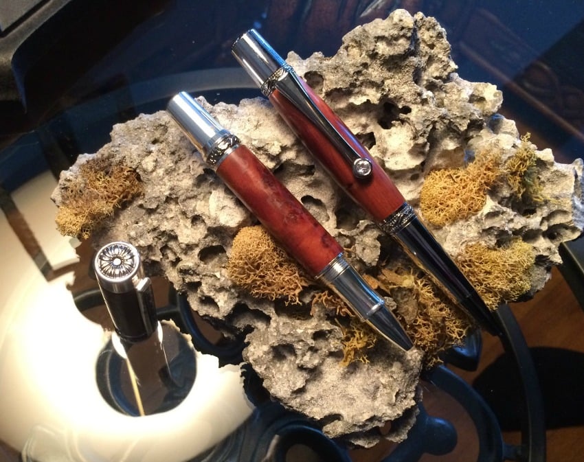 <who> Mascarenhas Luxury pens Bermuda cedar pens on Bermuda coral. 