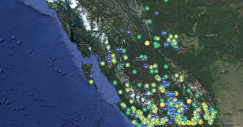 <who> Photo Credit: Habitat Conservation Trust Fund / A map showing all current funded projects across the province