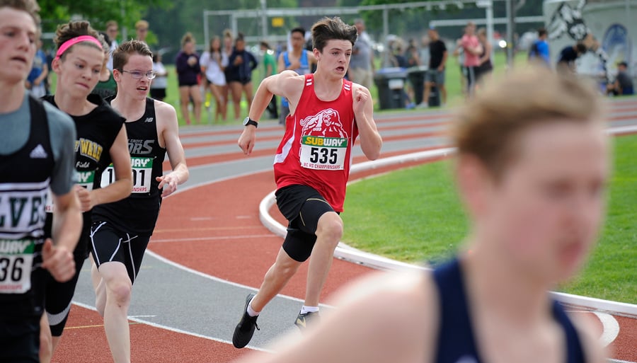 <who>Photo Credit: Lorne White/KelownaNow </who>Tyson Carr of the KLO Cougars ran to two individual and two relay gold.