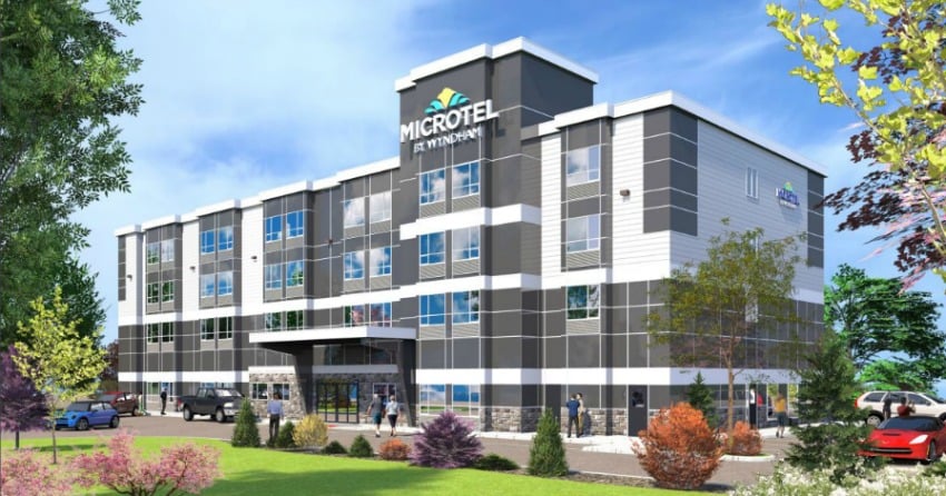 <who>Photo Credit: R.W. Scheidt Design development documents</who> Rendering of the proposed Microtel Inn & Suites.