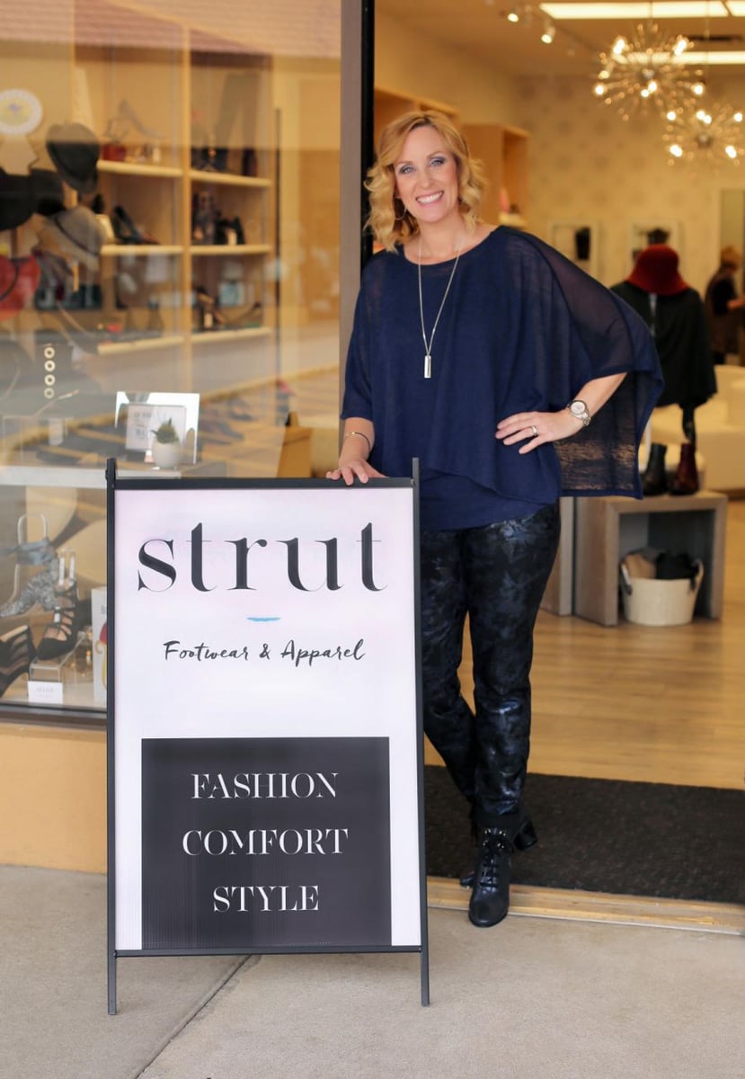 </who>Shandi Schwartz is the owner of Strut Footwear & Apparel, one of three finalists in the 'small business of the year' category.