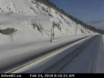 Coquihalla Summit, Highway 5, 7 km north of Zopkios Brake Check, looking north.
