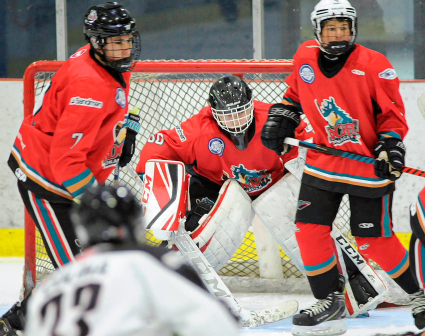<who>Photo Credit: Lorne White/KelownaNow </who>Liam Tereposky recorded a shutout in his first BCMMHL game on Saturday against Greater Vancouver.