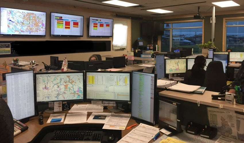 <who>Photo Credit: BC Wildfire Service<who>The command centre at the Kamloops Fire Centre.