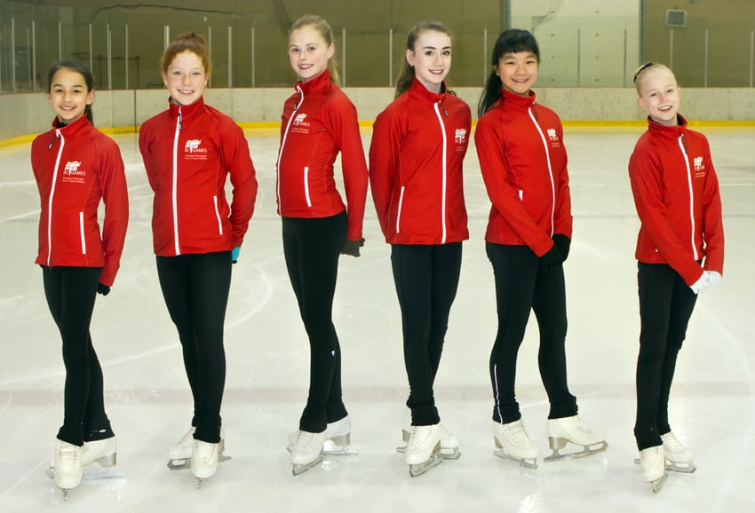 <who> Photo Credit: Contributed </who>The Kelowna Skating Club will be represented at the 2016 B.C. Winter Games by seven members, from left, Maya Rose, Madeline Foley, Ashley Sales, Alyssa Dobbs, Julia Crowther and Vienna Harwood. Missing: Daria Carr.