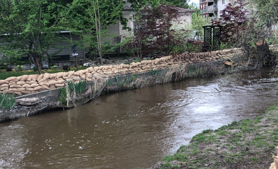 <who>Photo credit: KelownaNow</who>Mill Creek at the Buckland Avenue on May 7, 2018.