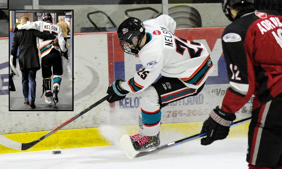 <who>Photo Credit: Lorne White/KelownaNow </who>Brennan Nelson was injured in the Rockets' second game last week but is expected back in the lineup today and Sunday at the CNC.