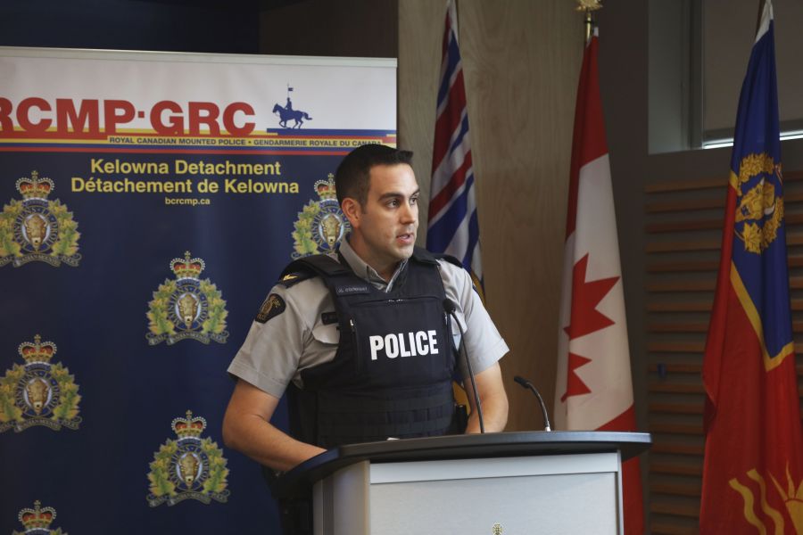 <who>Photo Credit: KelownaNow</who>The RCMP briefed the media about the crime on Monday.
