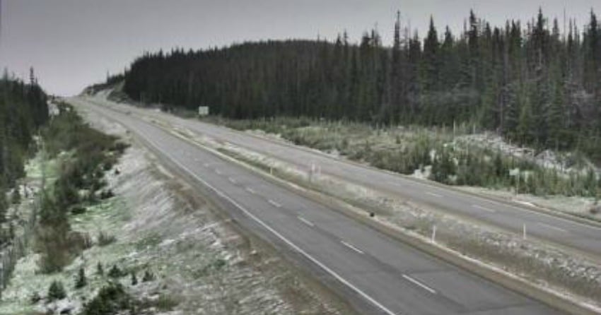 <who>Photo Credit: DriveBC</who> Pennask Summit at 6:15 a.m. June 10, 2018.