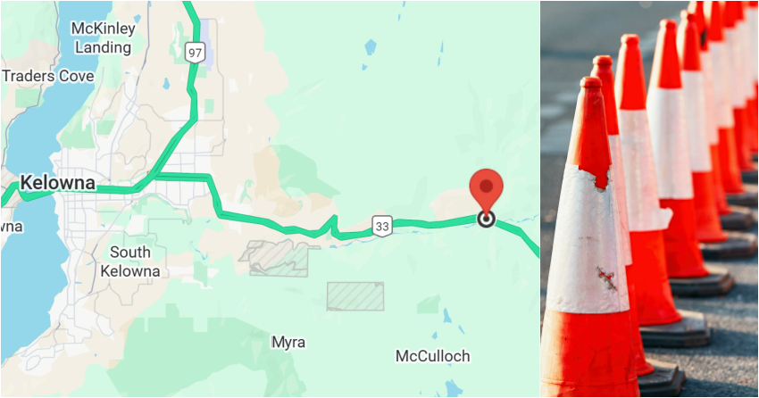 Downed tree causing delays along Hwy 33 near Kelowna