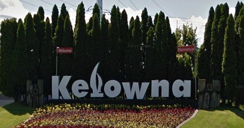 <who> Photo Credit: City of Kelowna. </who> Kelowna's previous welcome sign was taken down in 2018 during the widening of Highway 97.