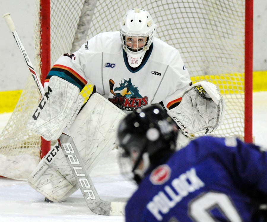 <who>Photo Credit: Lorne White/KelownaNow </who>Bailey Monteith stopped 23 of 25 shots to earn the win on Sunday at the CNC.
