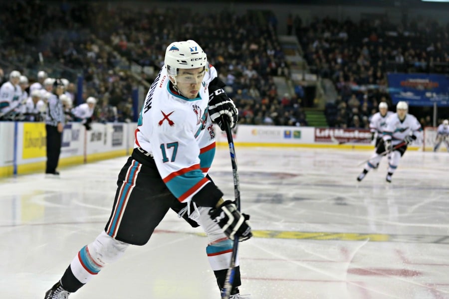 <who>Photo Credit: KelownaNow</who>The Rockets' first lead in the series came from a Rodney Southam goal, off of a great setup from Cole Linaker.