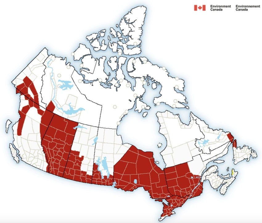 <who> Photo Credit: Environment Canada. </who> Extreme Cold Weather alerts across Canada.