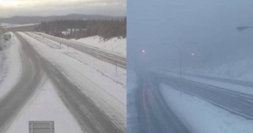 The Coquihalla (L) and Connector at 6 a.m.