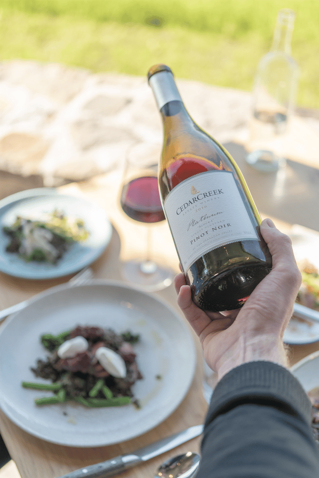 The ultimate wine and food experience includes wine from CedarCreek's Platinum Library