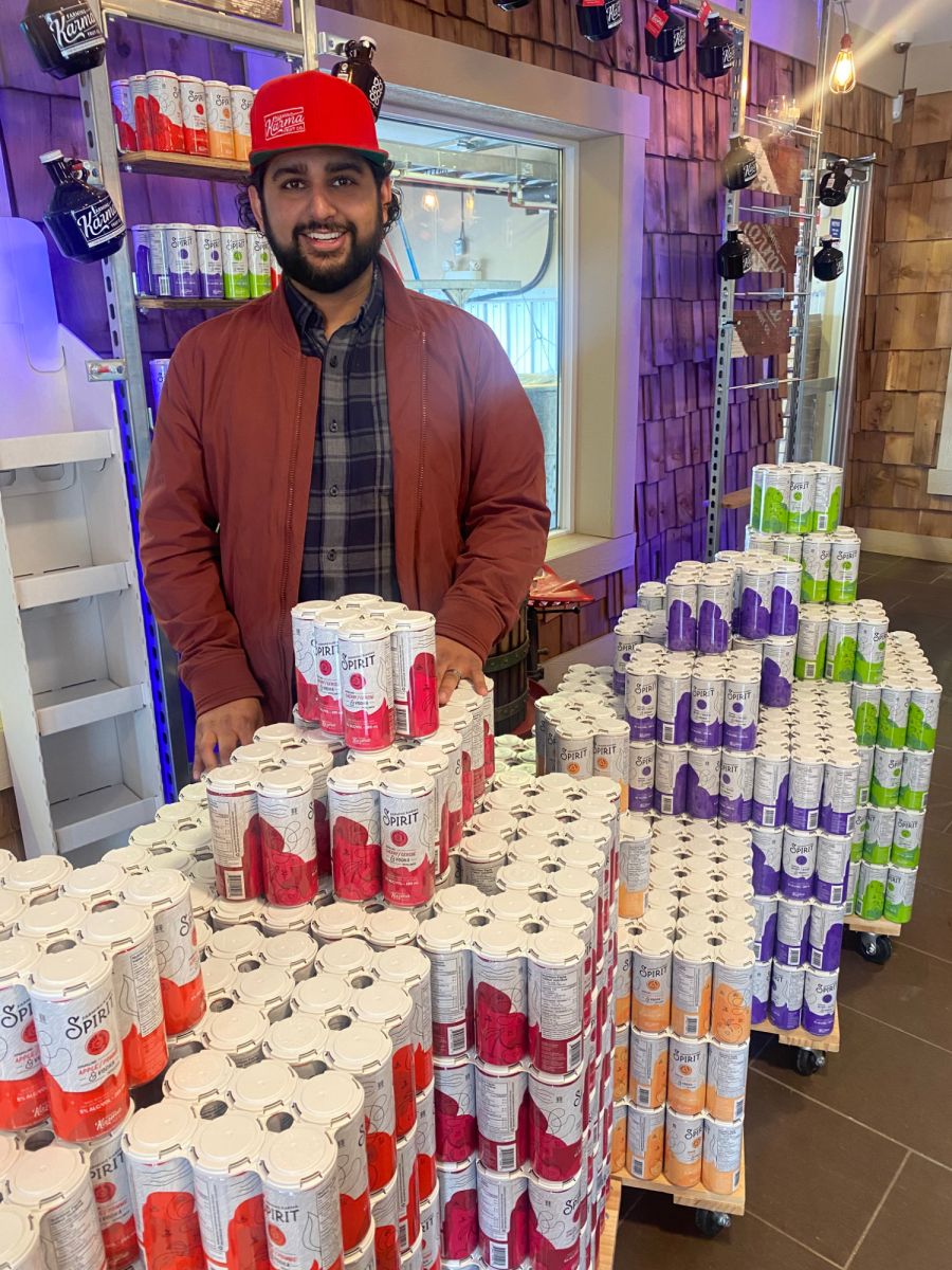 <who>Photo Credit: Contributed</who>Avi Gill - Farming Karma's new vodka soda 